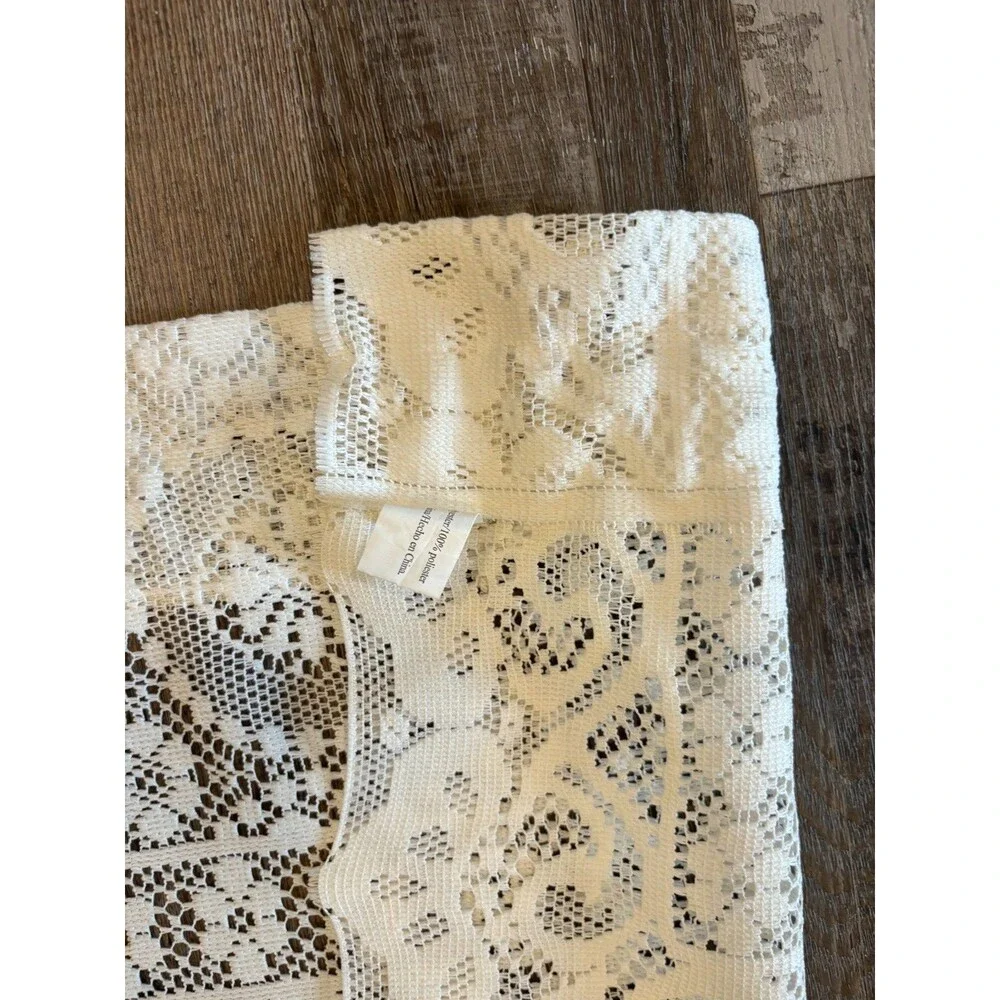 1 pc - 58”x 12” - Off White Polyester Crochet/Lacey Valance Cottage Granny Cafe